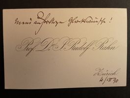 Prof. Dr. J. Rudolf Rahn, Visitenkarte (1890)