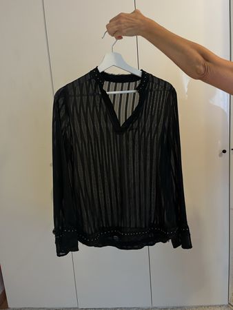 Schwarzes glitzernde blouse mit metal details S