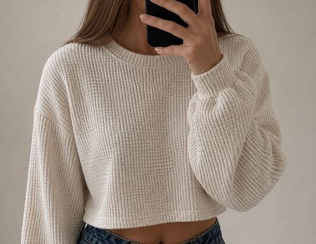 Vero Moda Crop, Grösse S, beige, kuschelig