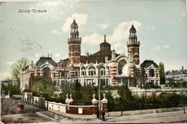 Alte schöne AK 1908 Tonhalle Zürich belebt.