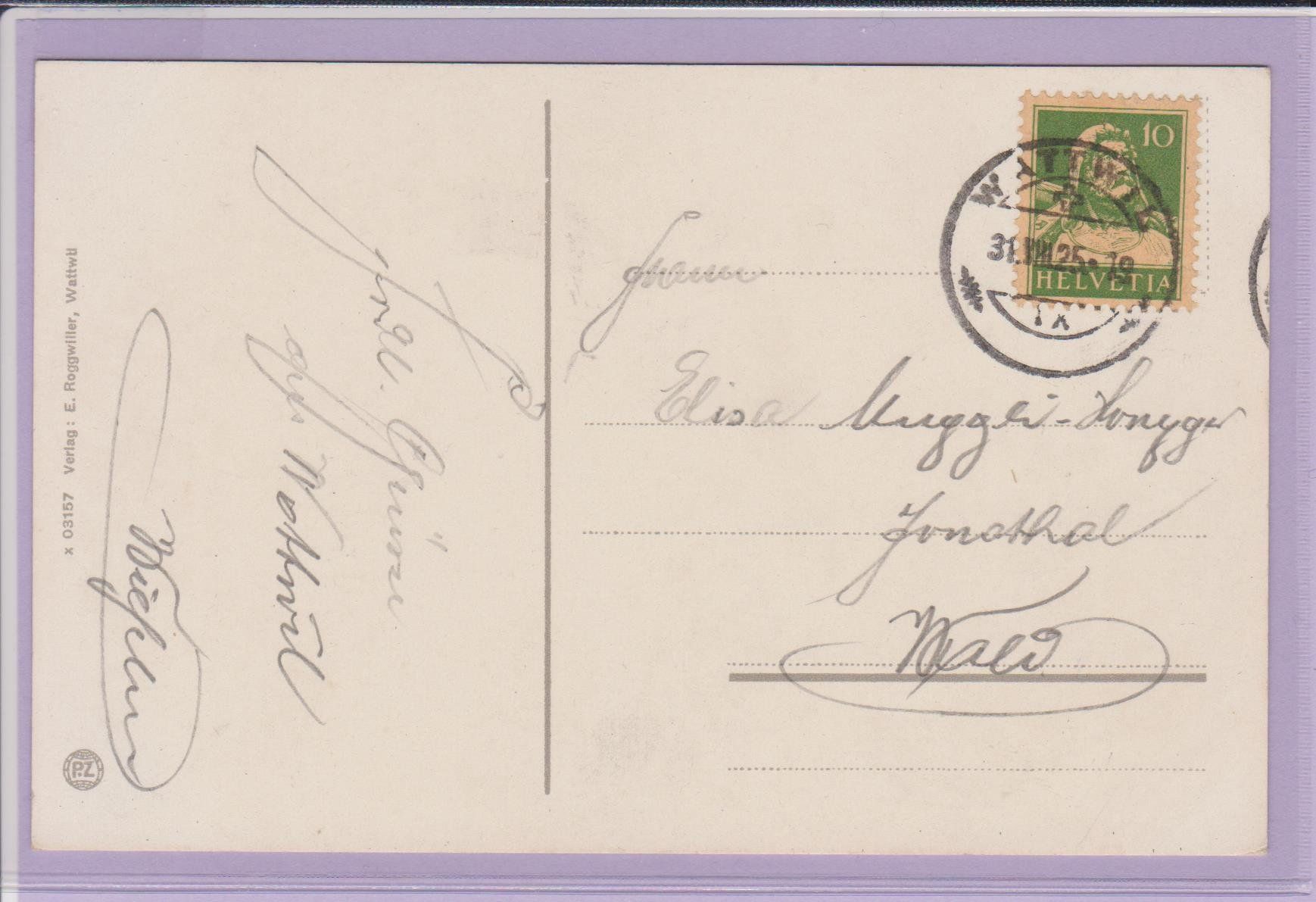 Cartoline postali: Ennetbrücke - Wattwil   :   alte Ansichtskarte von 1925 – Usato da Vitznau venduto da Ropaku 1