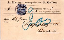 1898 NACHNAHME POSTKARTE MIT ZIFFERMUSTER 12 RP GEST. - EA36