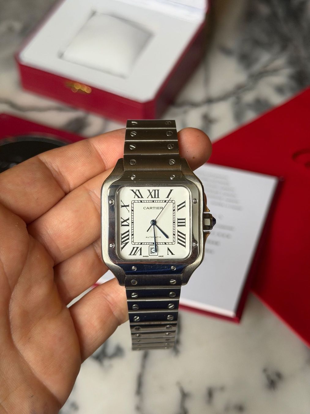 Orologi: Automatic Watch – Santos Style Large Edition – Usato da Unterterzen venduto da b.aron 5