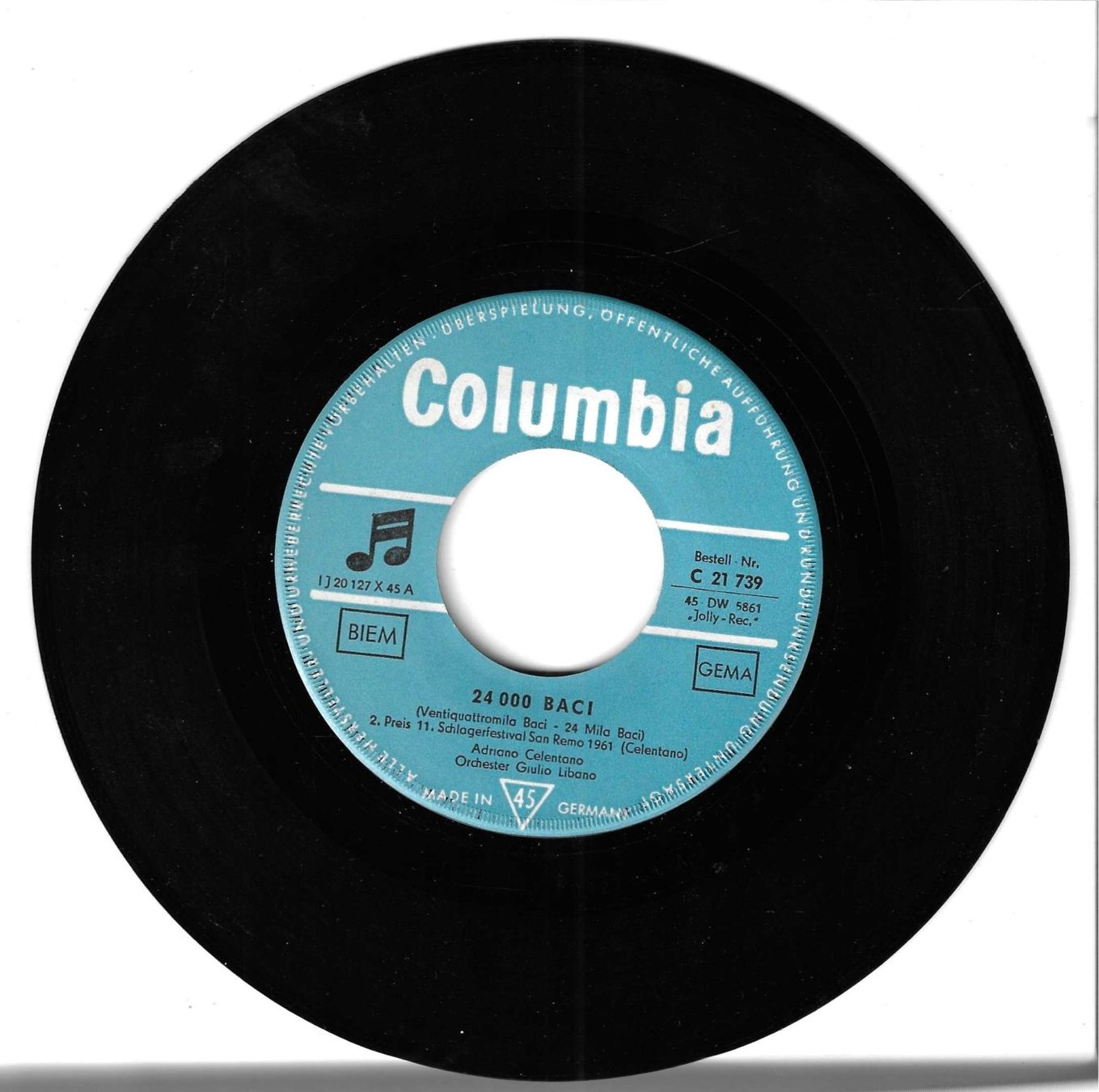 Dischi in vinile: Adriano Celentano - 24 000 Baci – Usato da Savagnier venduto da Ne2065