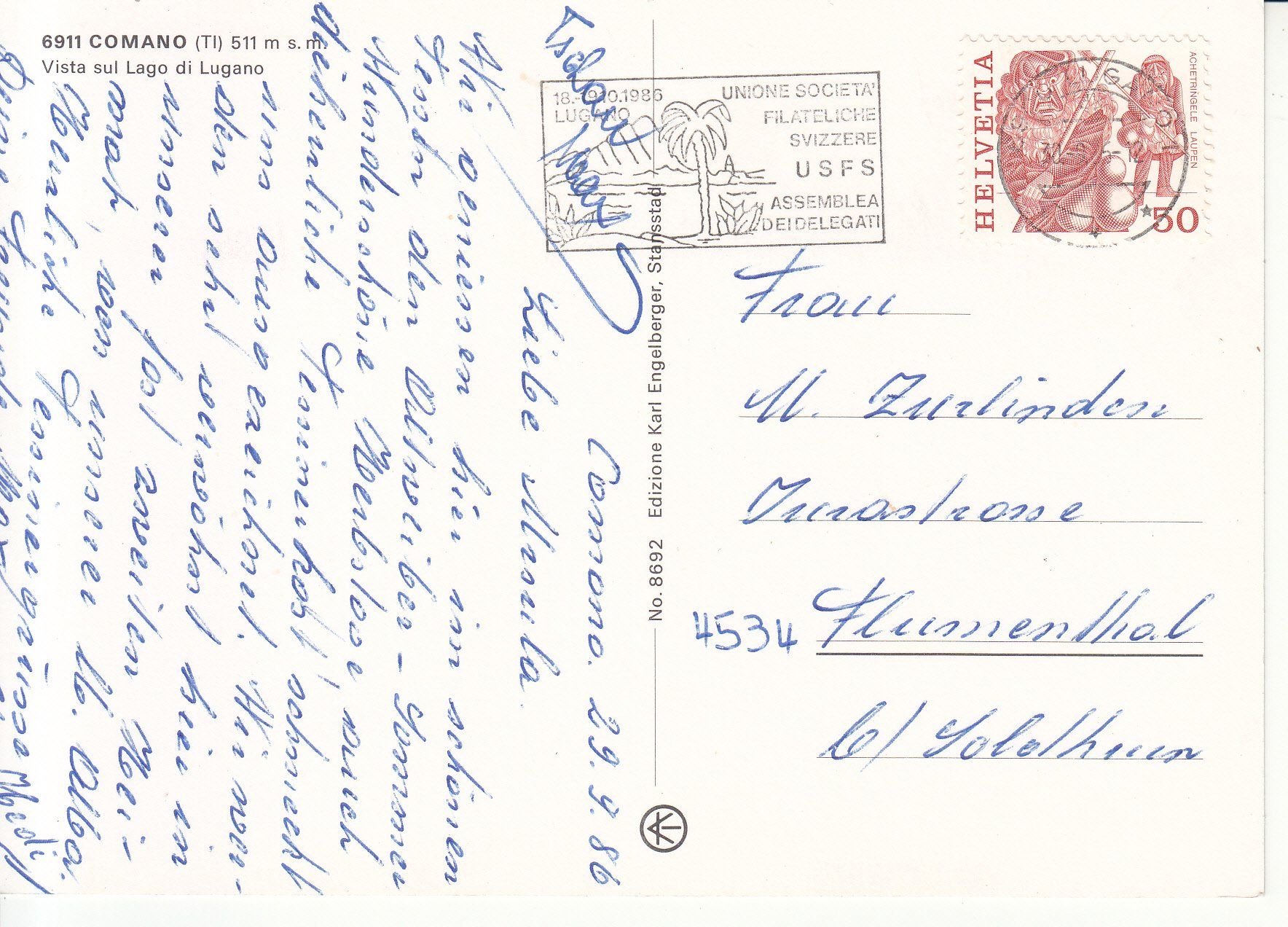 Ansichtskarten: Comano 1986 – Gebraucht aus Bürglen TG von StampGraf 1