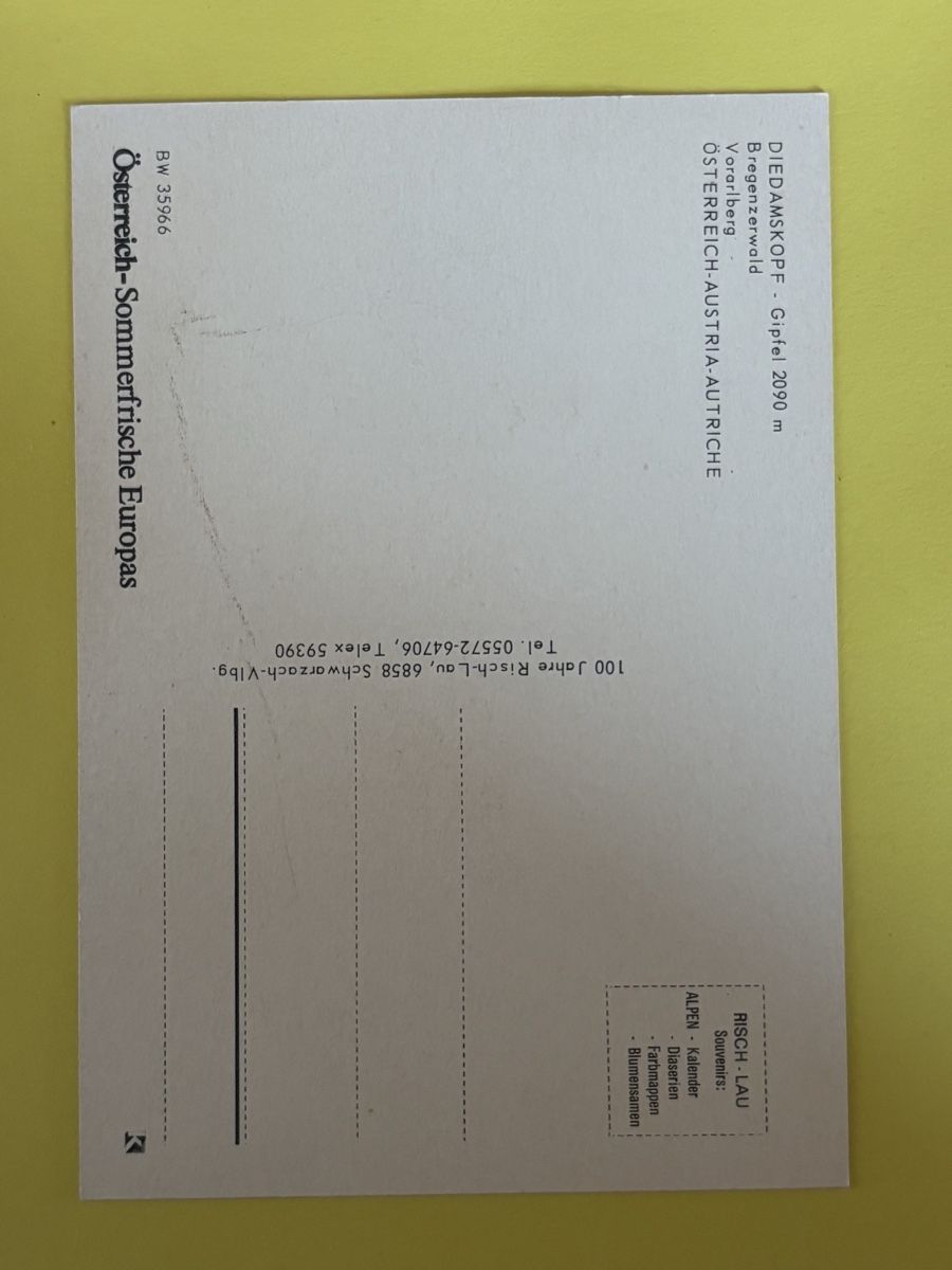 Cartes postales: AK von Bregenzerwald / Diedamskopf – D'occasion à Rümlang par Kartenpost1 1