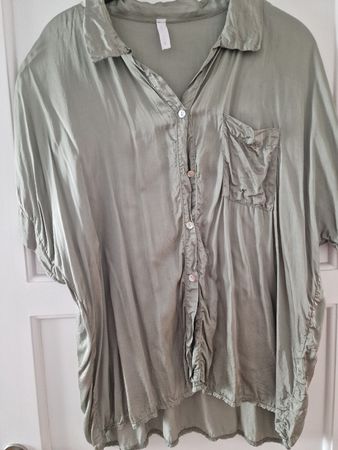 Viscose bluse in Olivgrün - Zeitlos und elegant!XL