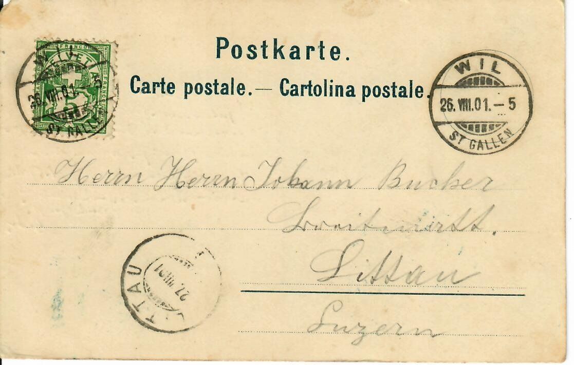 Cartoline postali: Gruss aus Wyl SG 1901 – Usato da Hochdorf venduto da Ziegel-16 1