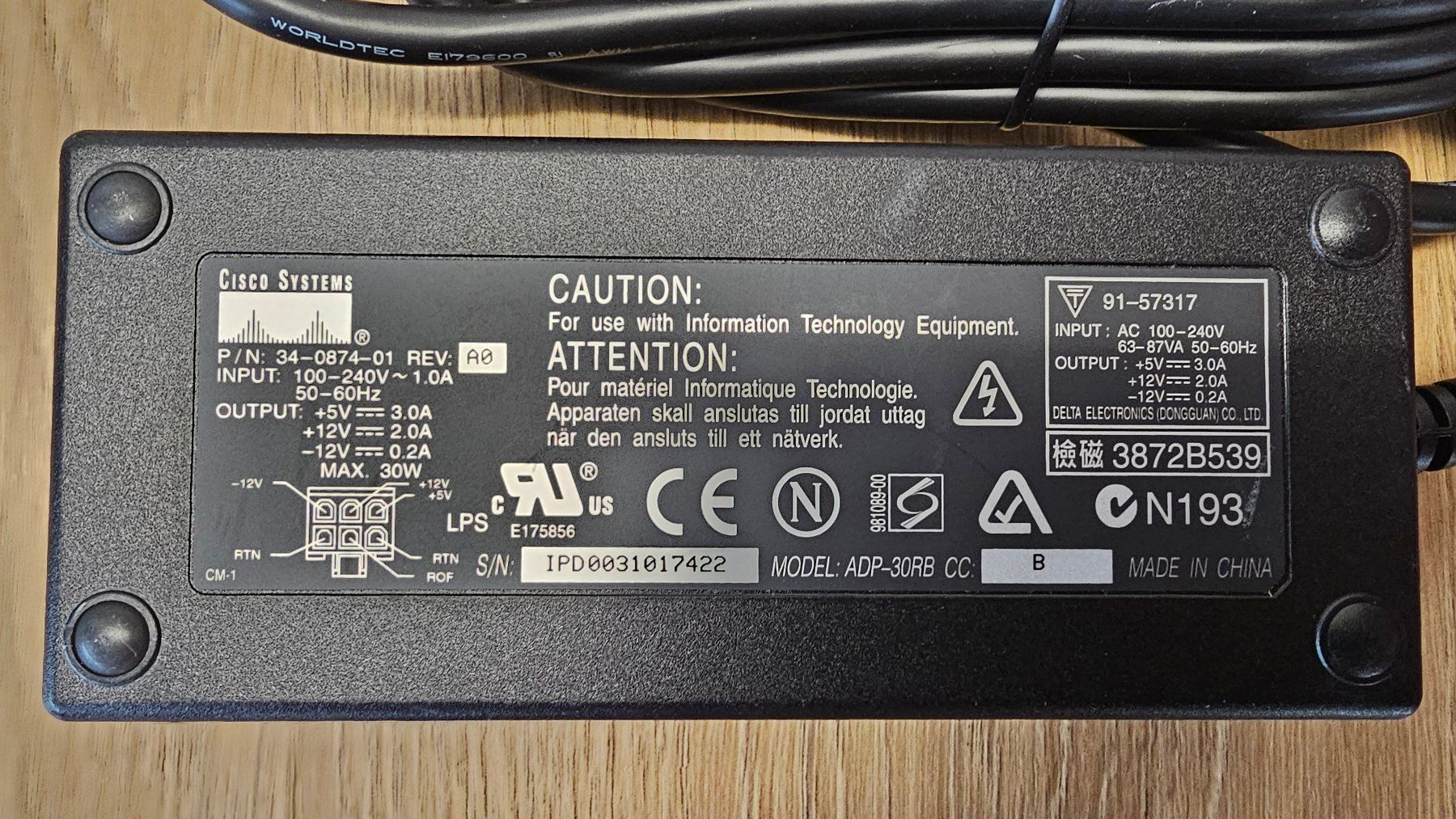 Cisco Caricabatterie: Cisco Netzteil  Ladegerät ADP-30RB CC – Nuovo (secondo la descrizione) da Boniswil venduto da LakeSide_Boniswil 2