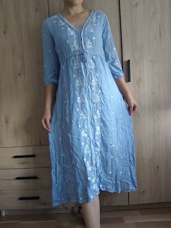 Light Blue Embroidered Dress Size S