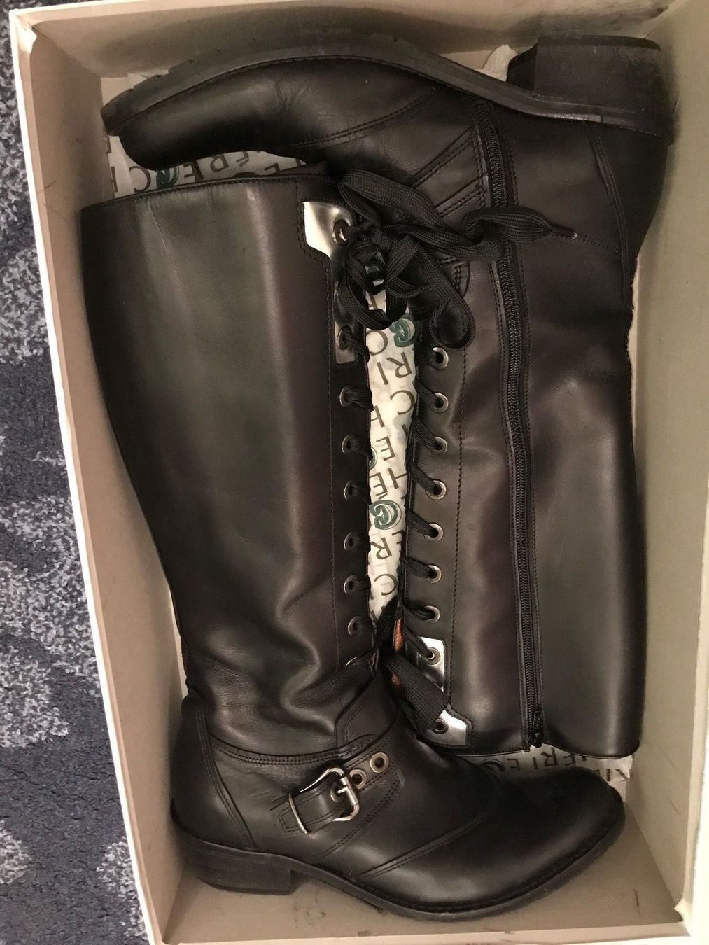 Scarpe per ragazze: Schwarze Lederstiefel von Chérie, Gr. 37 – Usato da Hünenberg See venduto da spartakus02 4