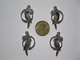 5 Anhänger metall, Papagei