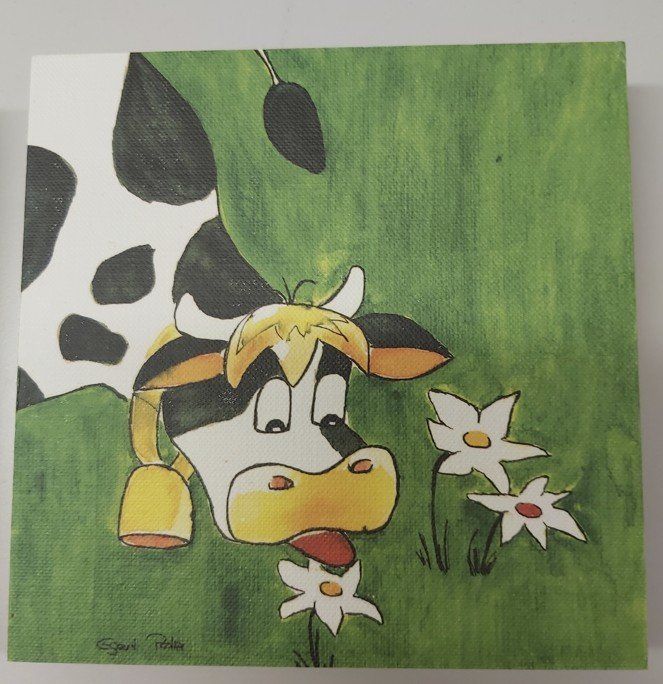 Foto & Immagini: Bilder Quartett Cartoon-Kühe auf MDF-Platte – Usato da Trub venduto da wurzel25 4