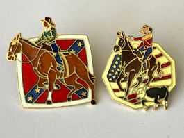 2 Pin Reiten Pferdesport Cowboys USA