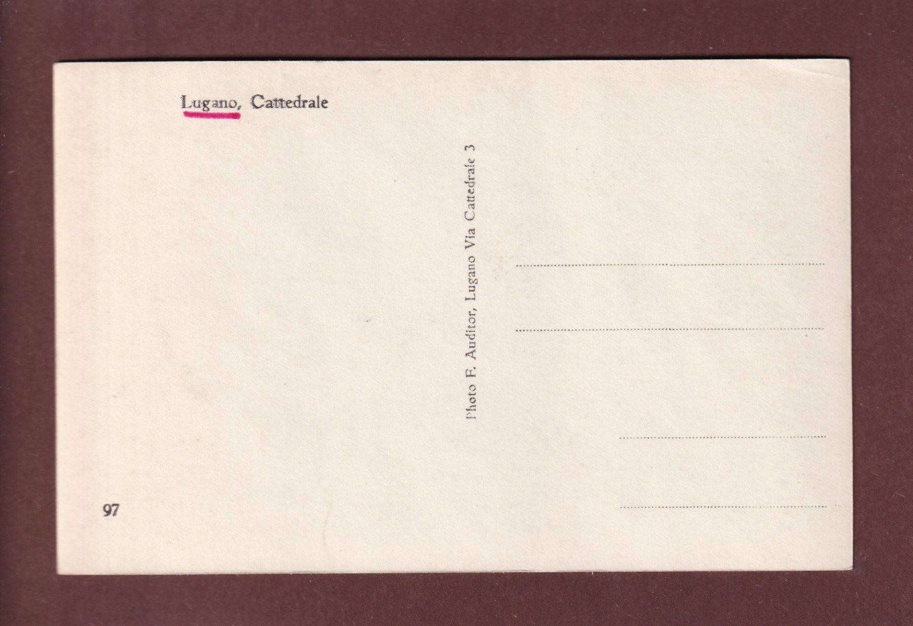 Cartoline postali: LUGANO - Cattedrale // pli d'angle // – Usato da Pully venduto da nicecards 1