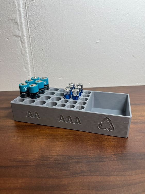 Batterie Organizer Box – Doppelschichtig, Platz Für 41x AA, 55x AAA, 19x Knopfzellen, Mit Integriertem Kapazitätstester, Weiß