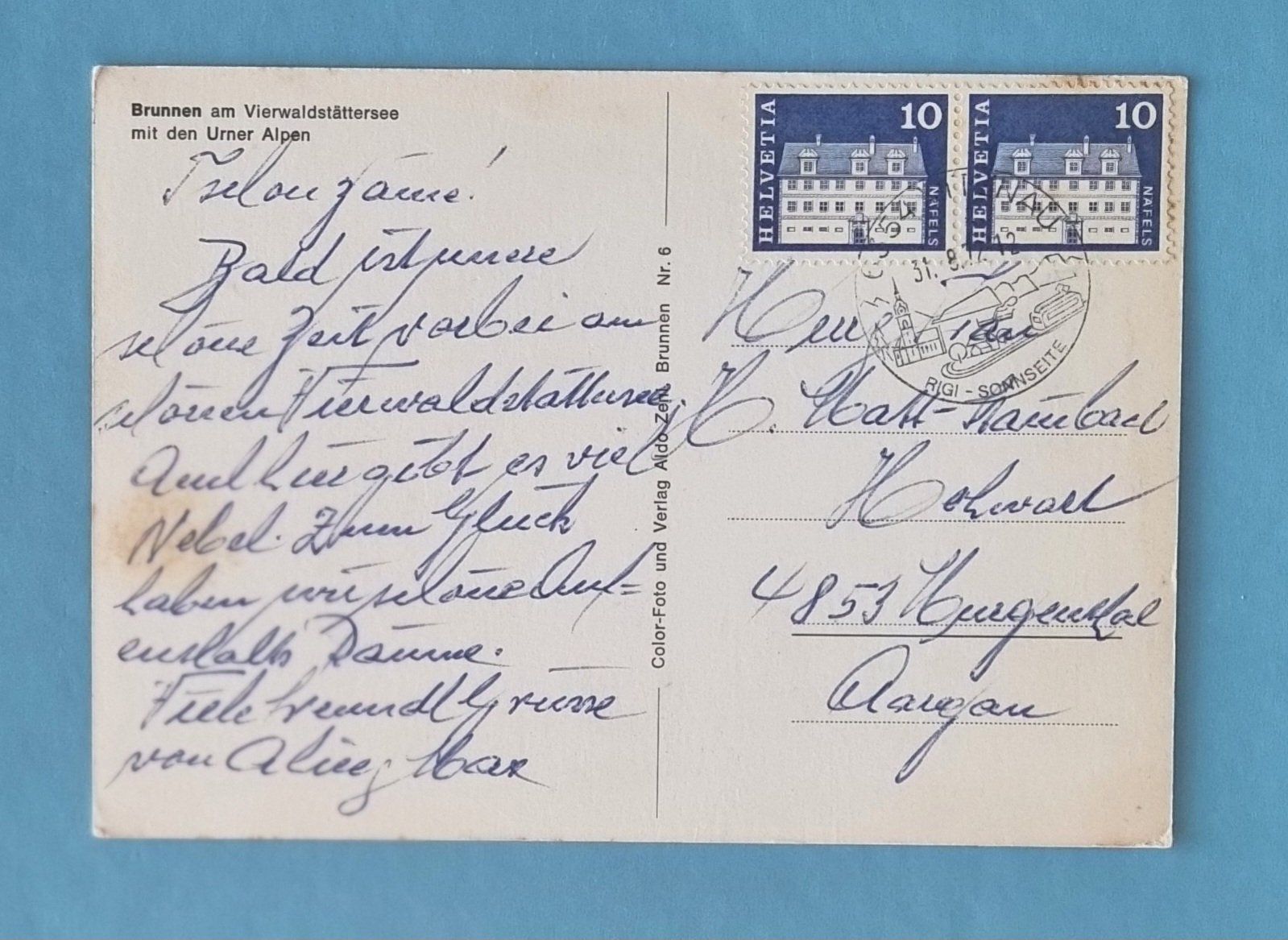 Ansichtskarten: Brunnen - 2 Ansichtskarten gemäss SCANS – Gebraucht aus Rothrist von RROENK 1