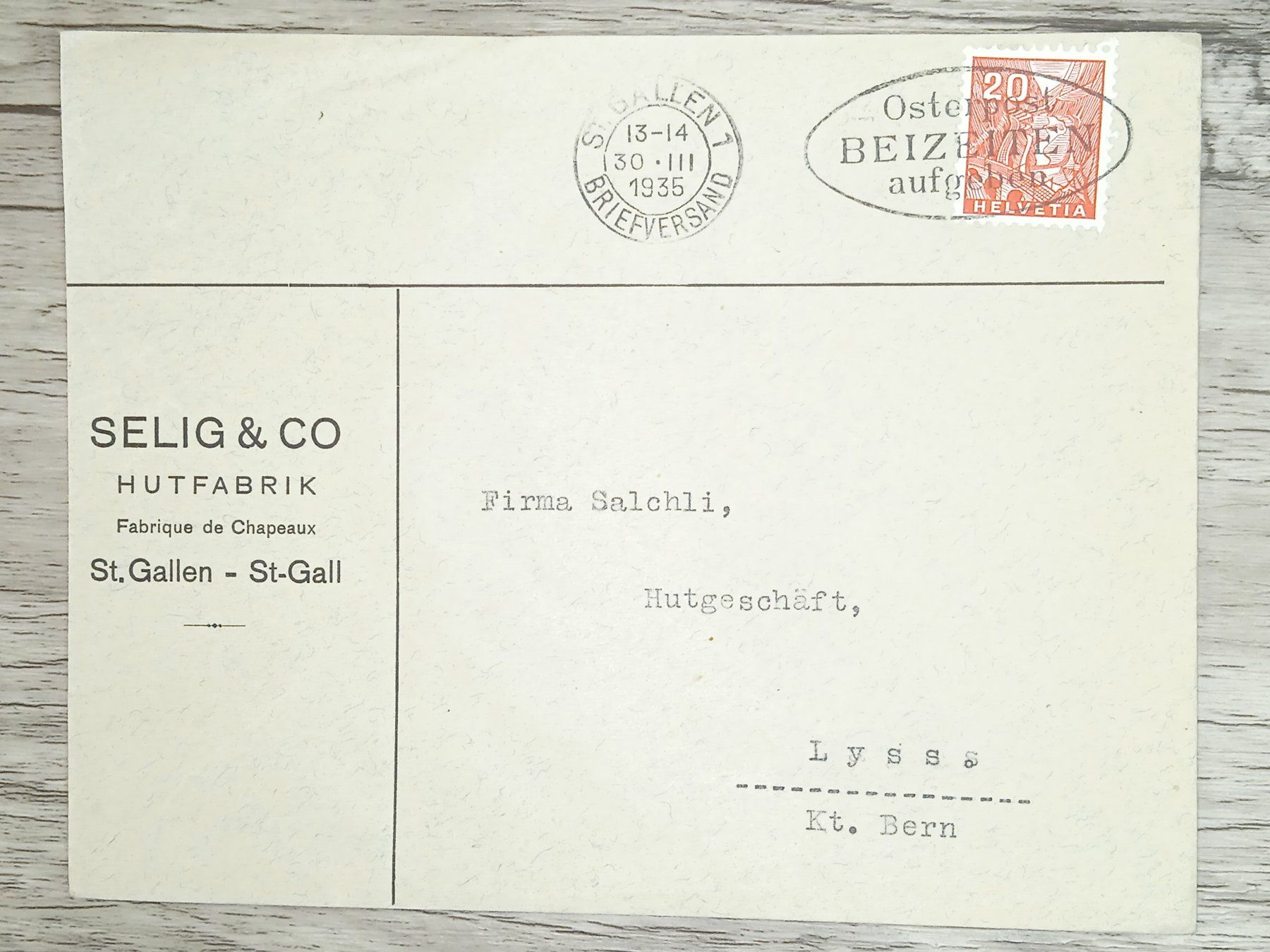 Tutti i francobolli: TR20 Enveloppe + Timbre Suisse 1935 – Usato da Cousset venduto da Patrick_Collections