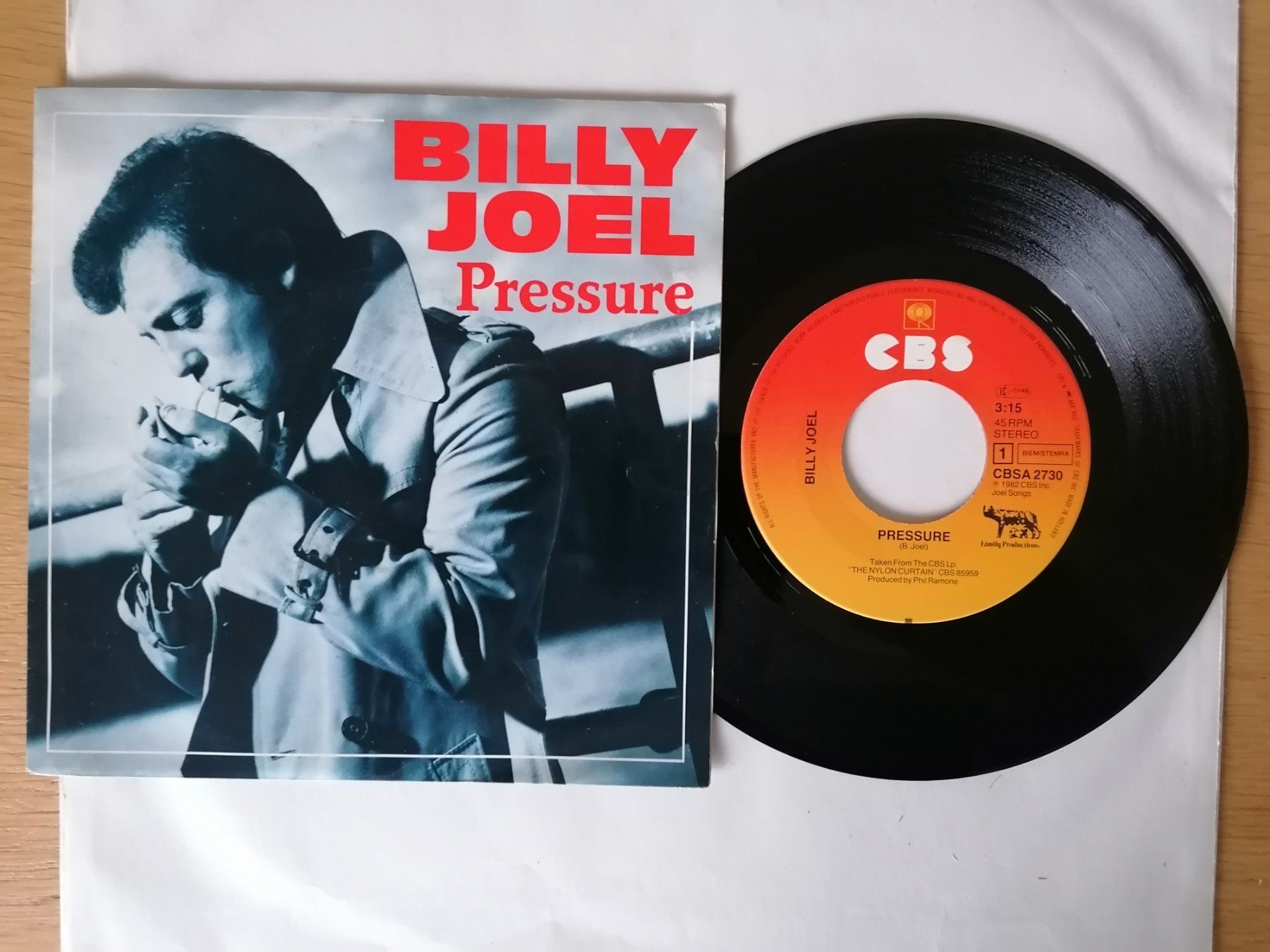 Dischi in vinile: Billy Joel - Pressure - Seltene Single Schallplatte CBS – Usato da Beinwil am See venduto da Funkthesizer
