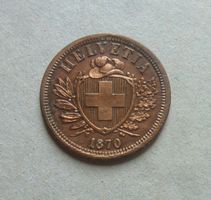 ++ 2 Rappen 1870, gute Erhaltung