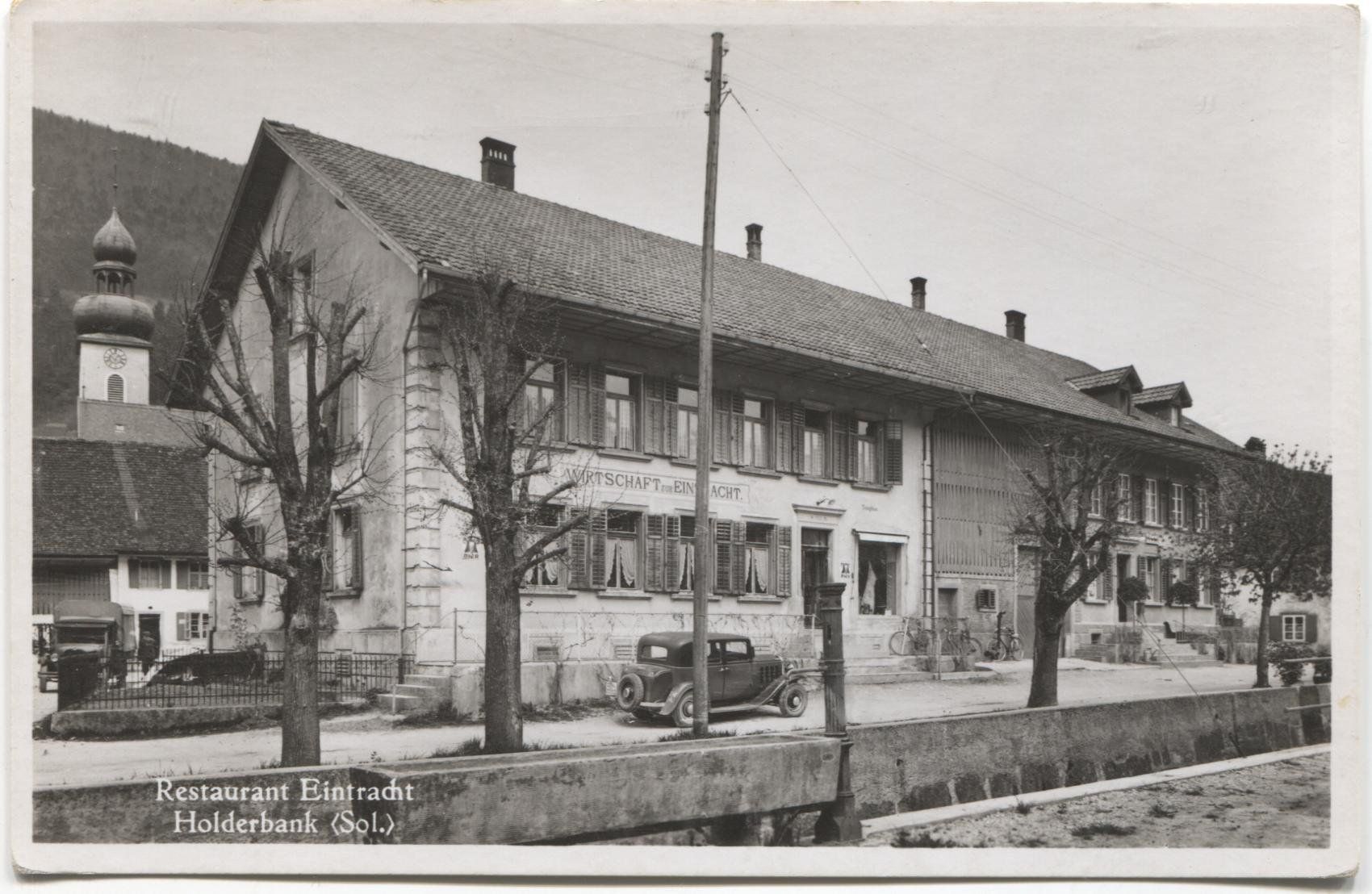 Cartoline postali: HOLDERBANK SO 1940 Restaurant Eintracht mit Oldtimer-Auto – Usato da Rothrist venduto da Clanx