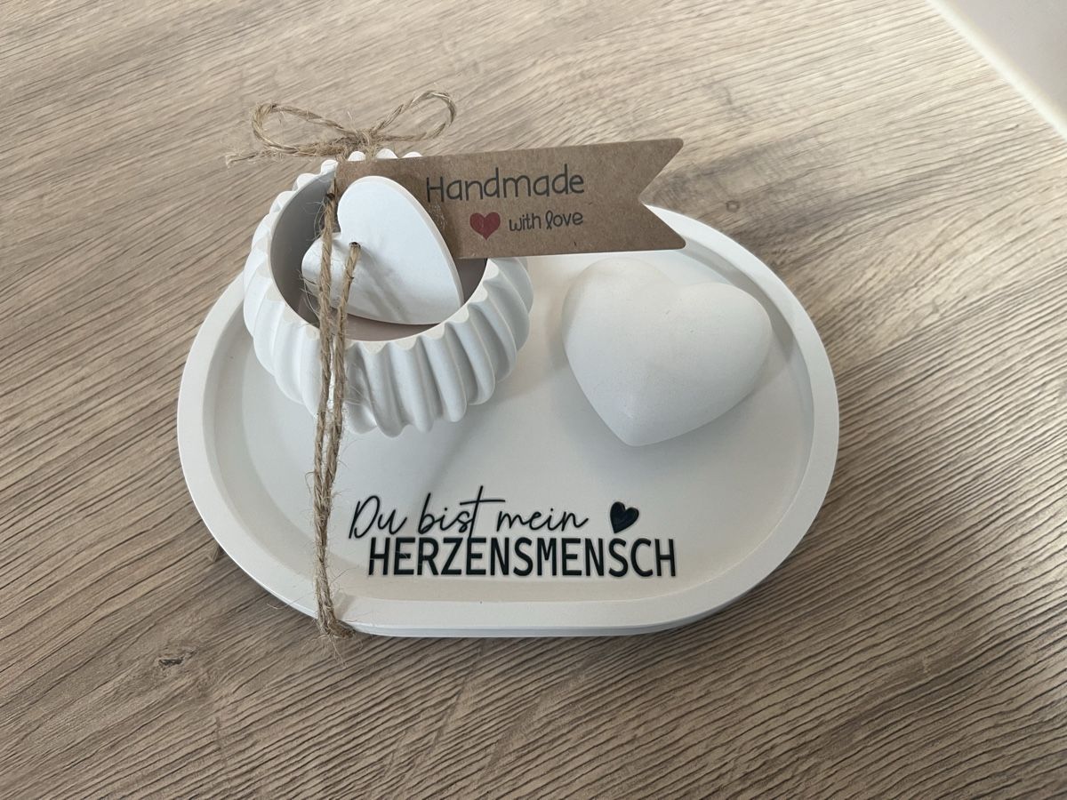 Tutte le decorazioni: Handgemachtes Deko-Set "Herzensmensch" mit Kerze – Nuovo (secondo la descrizione) da Frick venduto da van_2dhd