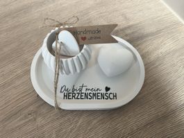 Handgemachtes Deko-Set "Herzensmensch" mit Kerze