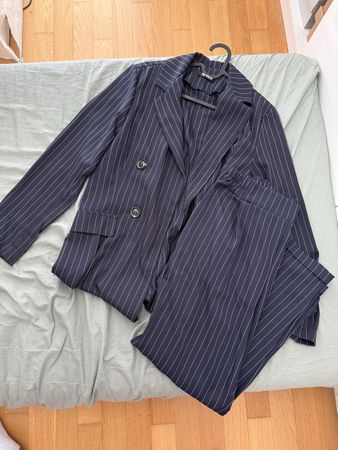 Blazer Hosenanzug, gestreift, dunkelblau, Gr. M, Top Zustand