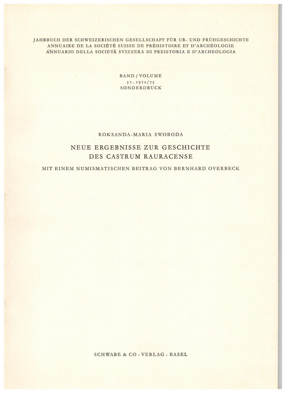 Libri: Castrum Raurcense (Kaiseraugst) – Nuovo (secondo la descrizione) da Biel-Benken BL venduto da rud_yc8p