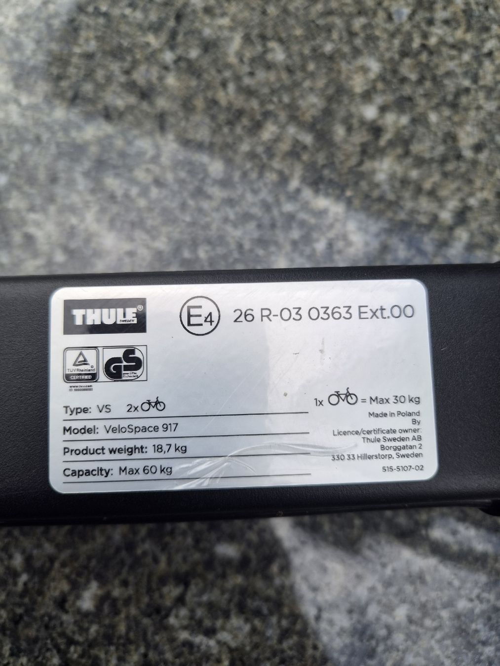 Travi: Thule VeloSpace 917 – Usato da Wichtrach venduto da sile92 2