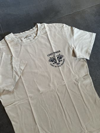 T-shirt beige con stampa, size L, JACK&JONES