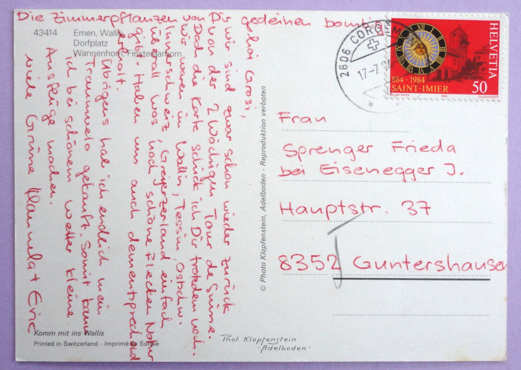Cartoline postali: Ernen, Wallis, Dorfplatz – Usato da Fétigny venduto da Billy2miny 1