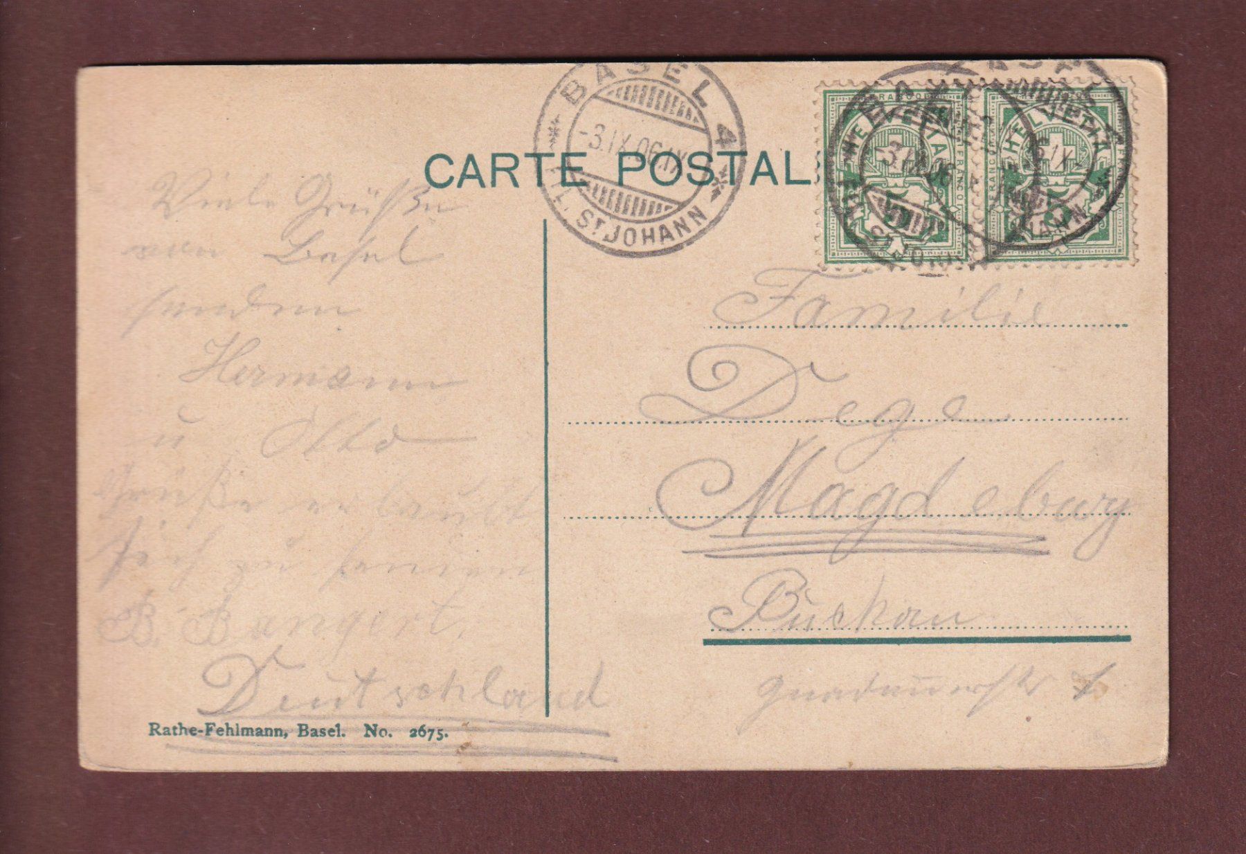 Cartoline postali: BASEL - Spalengraben - 1906 – Usato da Pully venduto da nicecards 1