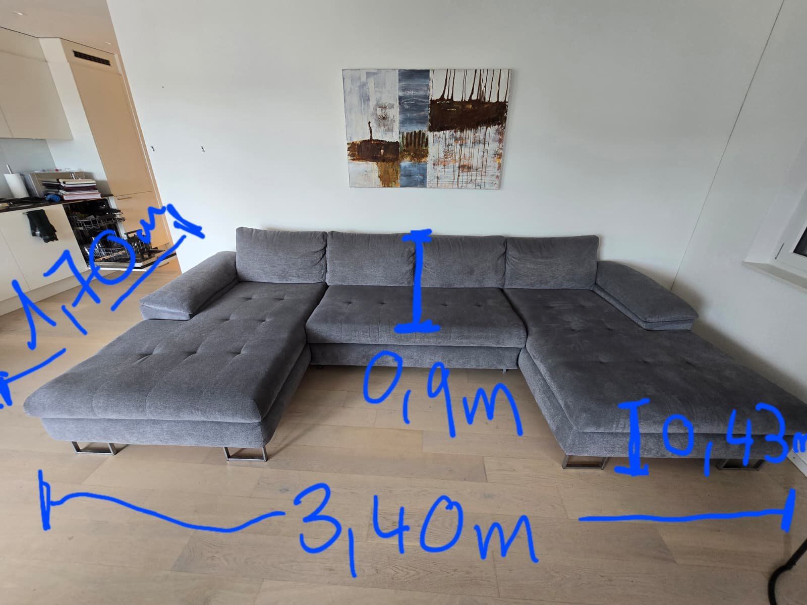 Sofas: Grosses Ecksofa mit Bettfunktion und Bettkasten, 3.40m – D'occasion à Uzwil par Dkcryp 1