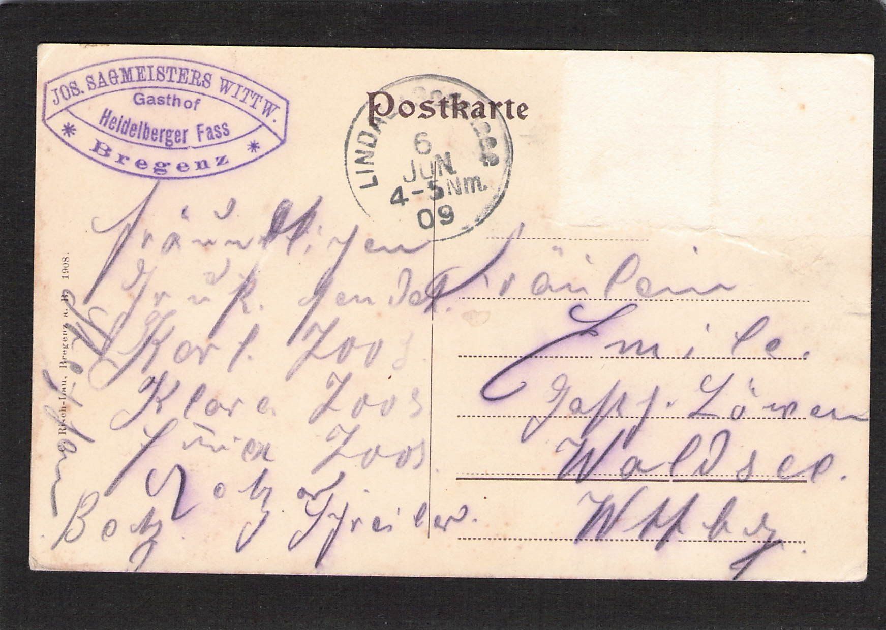 Ansichtskarten: ^Zeppelin am Bodensee, gel. 1909 – Gebraucht aus Reichenburg von Pipo-67 1