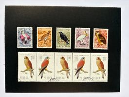 Briefmarken Jugoslawien und Polen Vögel