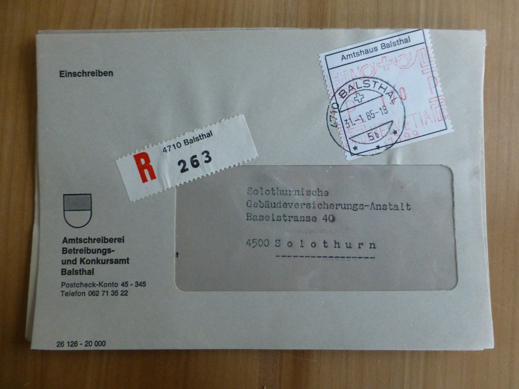 Posters & Illustrations: Balsthal, Amtshaus Werbemarken 1985 – D'occasion à Bettlach par 1saurer