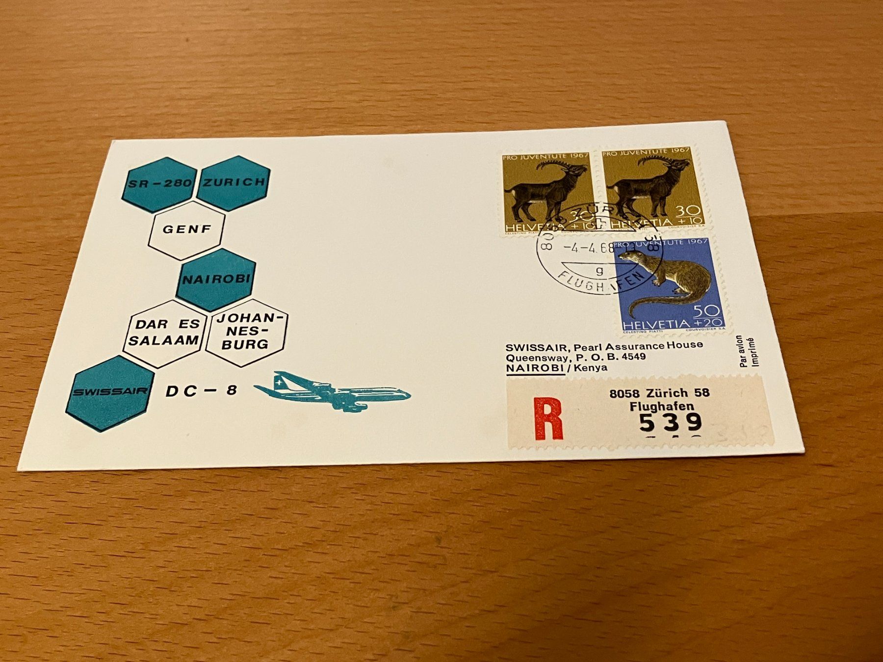 Alle Briefmarken: Swissair Einschreiben – Gebraucht aus Koblenz von mar_c2pj