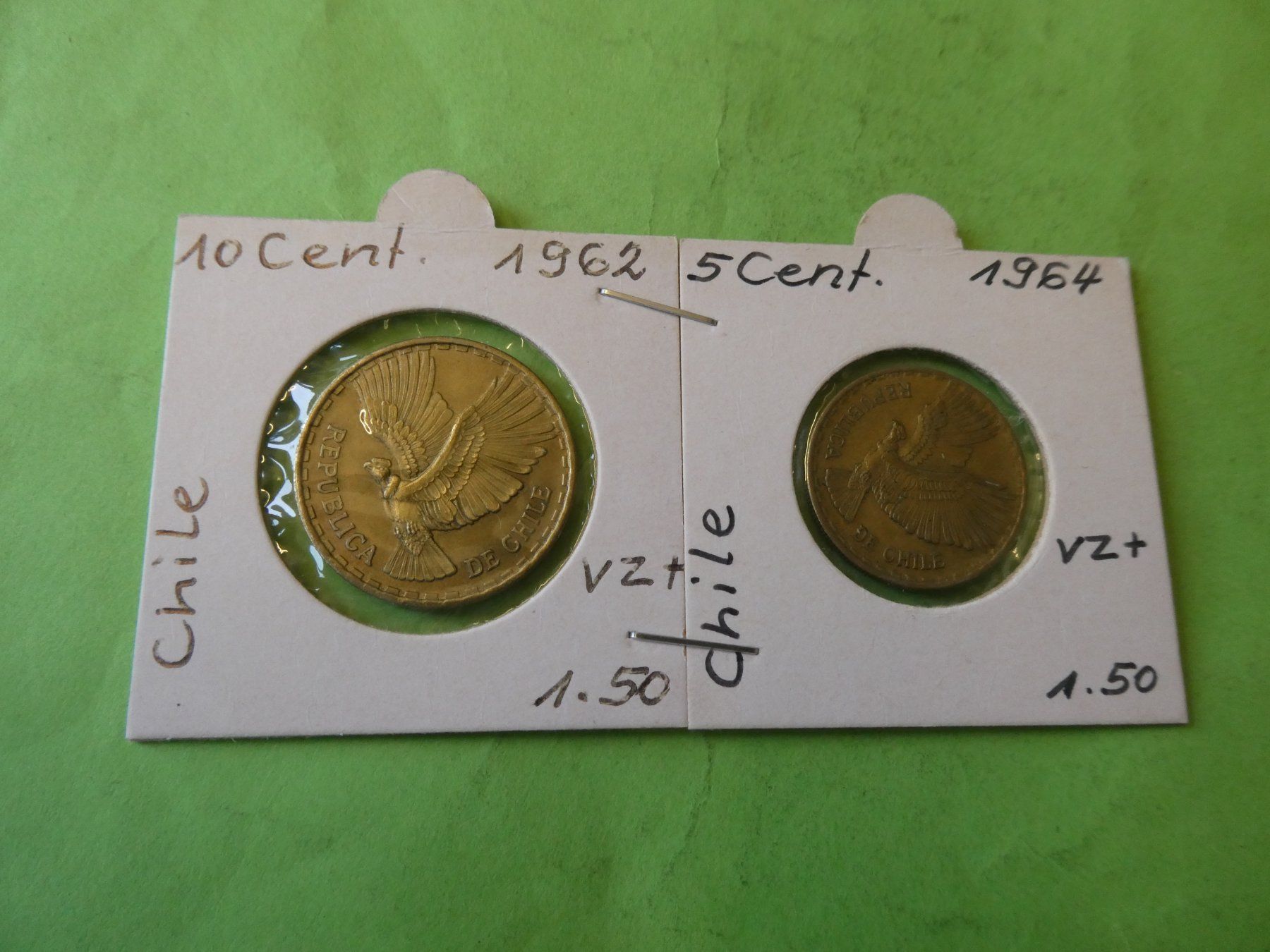 Tutti le monete: Chile 1962/64, Set 10 und 5 Centimos – Usato da Hinterforst venduto da Rohusri