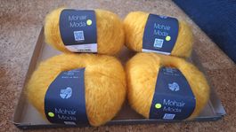 4 Knäuel Lana Grossa Mohair Moda gelb neuwertig 200g