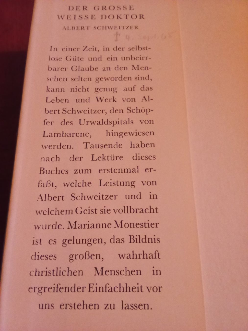 Bücher: Der grosse weisse Doktor Albert Schweitzer – Gebraucht aus Remetschwil von Privatflohmi 1