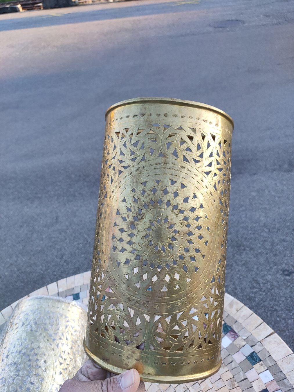 Lampade: Messing Laterne Windlicht orientalisch, Vintage Style – Nuovo e nell'imballaggio originale da Kreuzlingen venduto da Annig-56 1