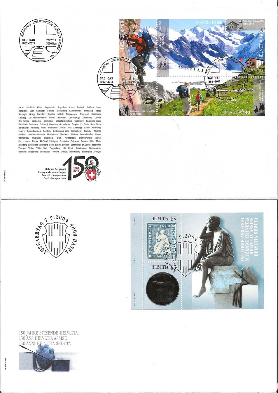 Alle Briefmarken: 4 FDC Blocks Schweiz – Gebraucht aus Zürich von Philacat11