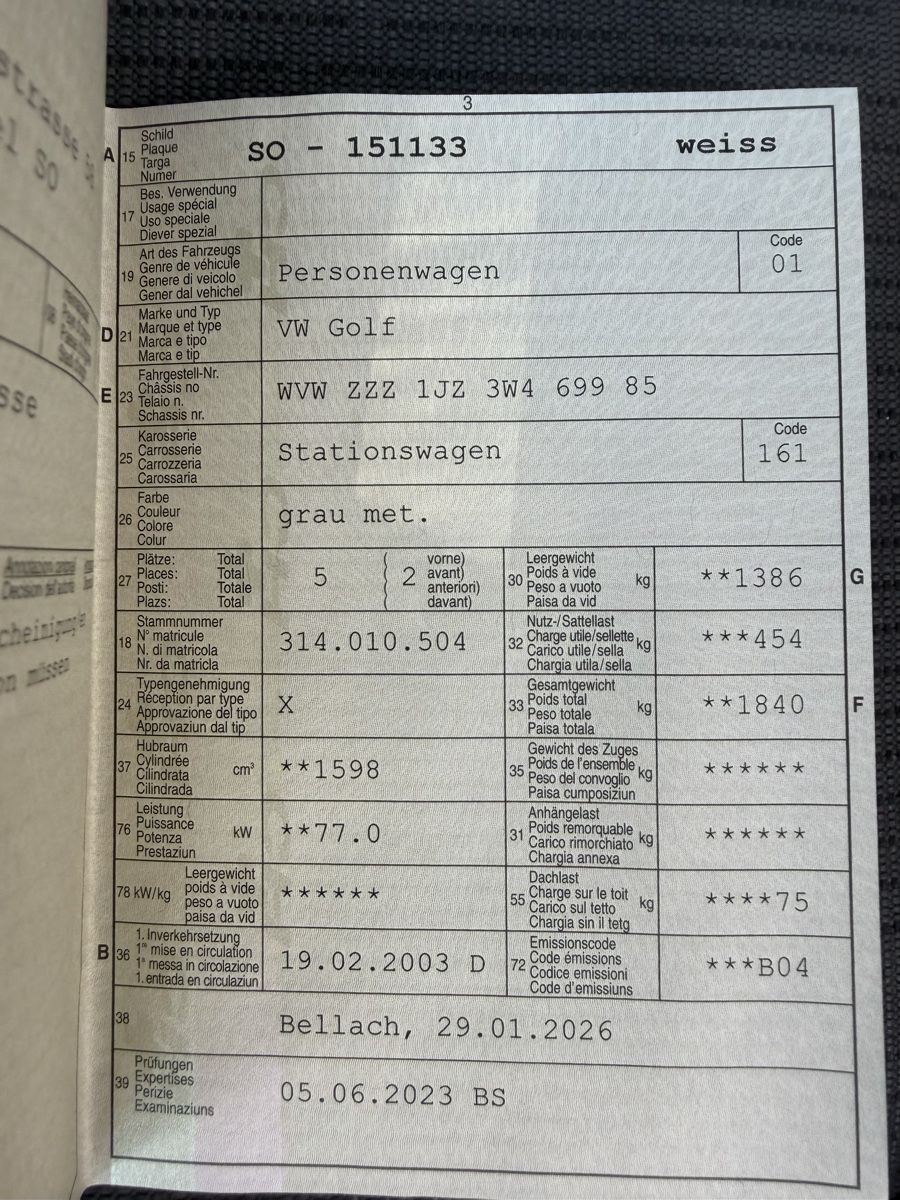 VW Autos: VW Golf 1.6 Benzin – Défectueux à Kappel SO par Swift_2025 9