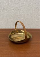 Vintage Messing Schale mit Raffia Griff Sigg Anbietschale