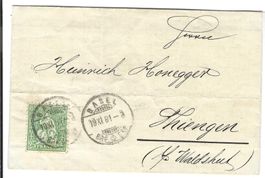 Ausland Faltbrief Basel - Thiengen 1881