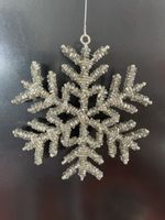 5 Schneeflocken Glas Bugles für Winter & Weihnacht Deko Noël
