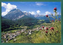 Scuol mit Vulpera und Pisocgruppe,1987,gelaufen, Grossformat