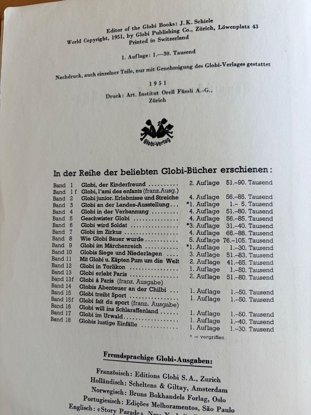 BD: Globi 3.Auflage 1947 – D'occasion à Küsnacht ZH par Dasdoo 1