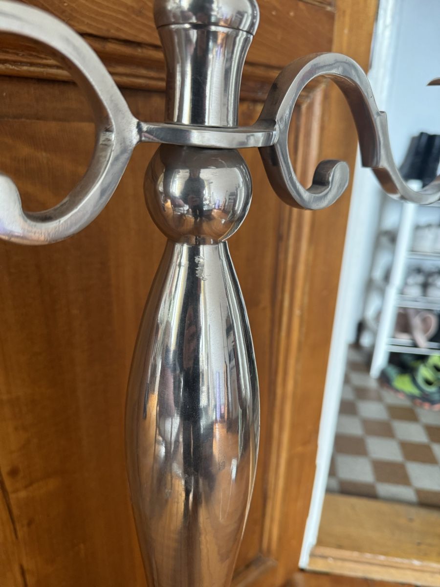 Portacandele: Grand chandelier argenté à 3 branches – Usato da Ollon VD venduto da MusiqueAddict 2